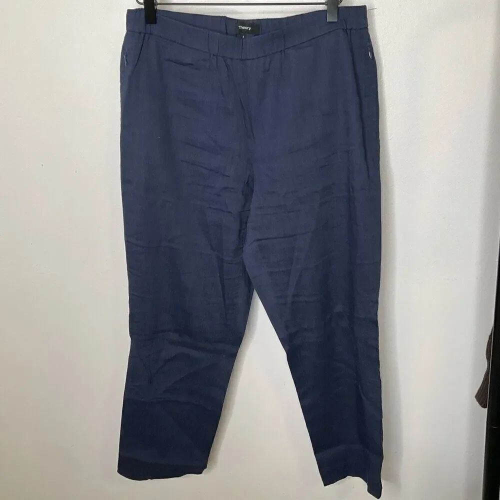 Theory Linen Blend Basic Pull On Pant
